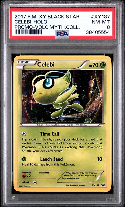 2017 Pokemon Xy Black Star Promo Xy187 Celebi-holo Volcanion Mythical Collection PSA 8