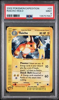 2002 Pokemon Expedition 25 Raichu-holo PSA 9