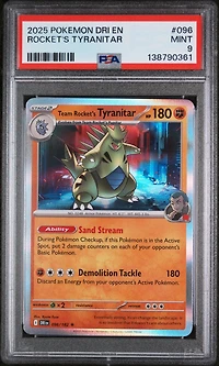 2025 Pokemon Dri En-destined Rivals 096 Team Rocket's Tyranitar PSA 9