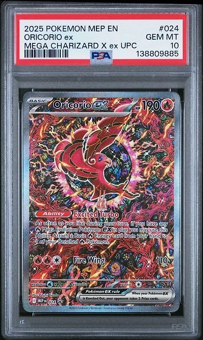 2025 Pokemon Mep En-me Black Star Promo 024 Oricorio Ex Mega Charizard X Ex Ultra-premium Collection PSA