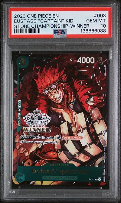 2023 One Piece Promos 003 Eustass "captain" Kid Store Championship-winner PSA 10