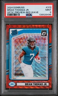 2024 Panini Donruss 313 Brian Thomas Jr. Optic Preview-red Wave PSA 9