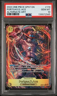 2024 One Piece Op07-500 Years In The Future 119 Portgas D. Ace Alternate Art PSA 10