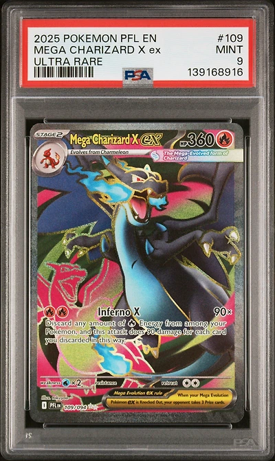 2025 Pokemon Pfl En-phantasmal Flames 109 Mega Charizard X Ex Ultra Rare PSA
