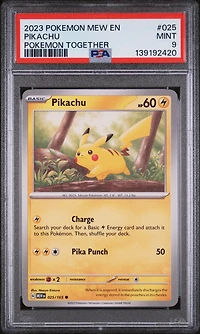 2023 Pokemon Mew En-151 025 Pikachu Pokemon Together PSA 9