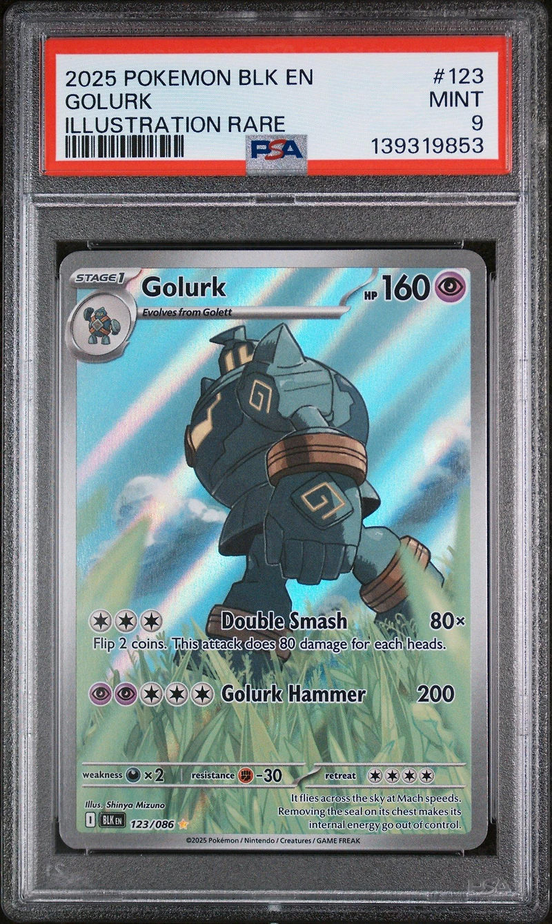 2025 Pokemon Blk En-black Bolt 123 Golurk Illustration Rare PSA 9