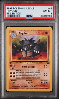 1999 Pokemon Jungle 45 Rhydon 1st Edition PSA 8