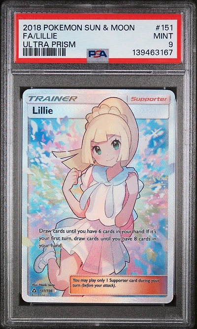 2018 Pokemon Sun & Moon Ultra Prism 151 Full Art/lillie PSA 9