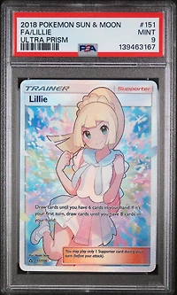 2018 Pokemon Sun & Moon Ultra Prism 151 Full Art/lillie PSA 9