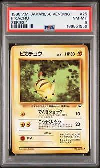1998 Pokemon Japanese Vending 25 Pikachu Series 1 PSA 8
