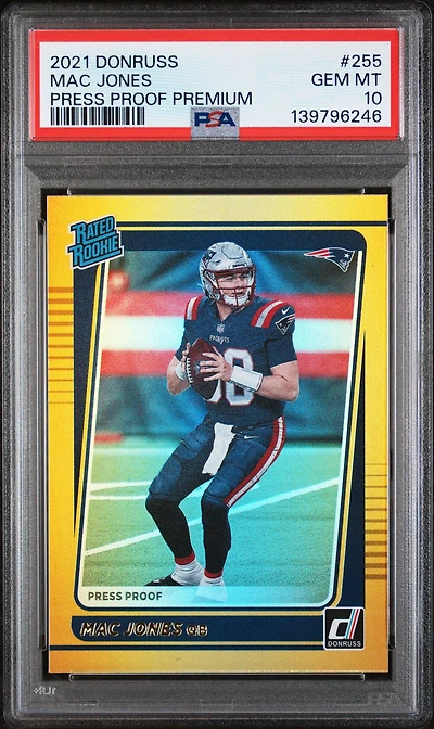2021 Panini Donruss 255 Mac Jones Press Proof Premium PSA 10