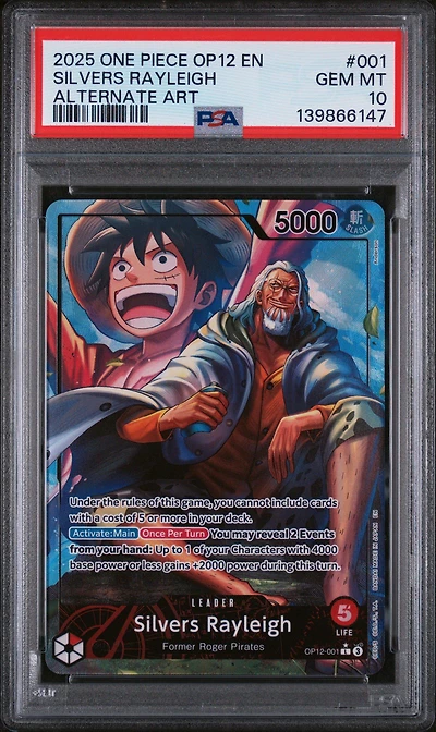 2025 One Piece Op12-legacy Of The Master 001 Silvers Rayleigh Alternate Art PSA 10