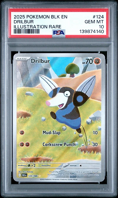 2025 Pokemon Blk En-black Bolt 124 Drilbur Illustration Rare PSA 10