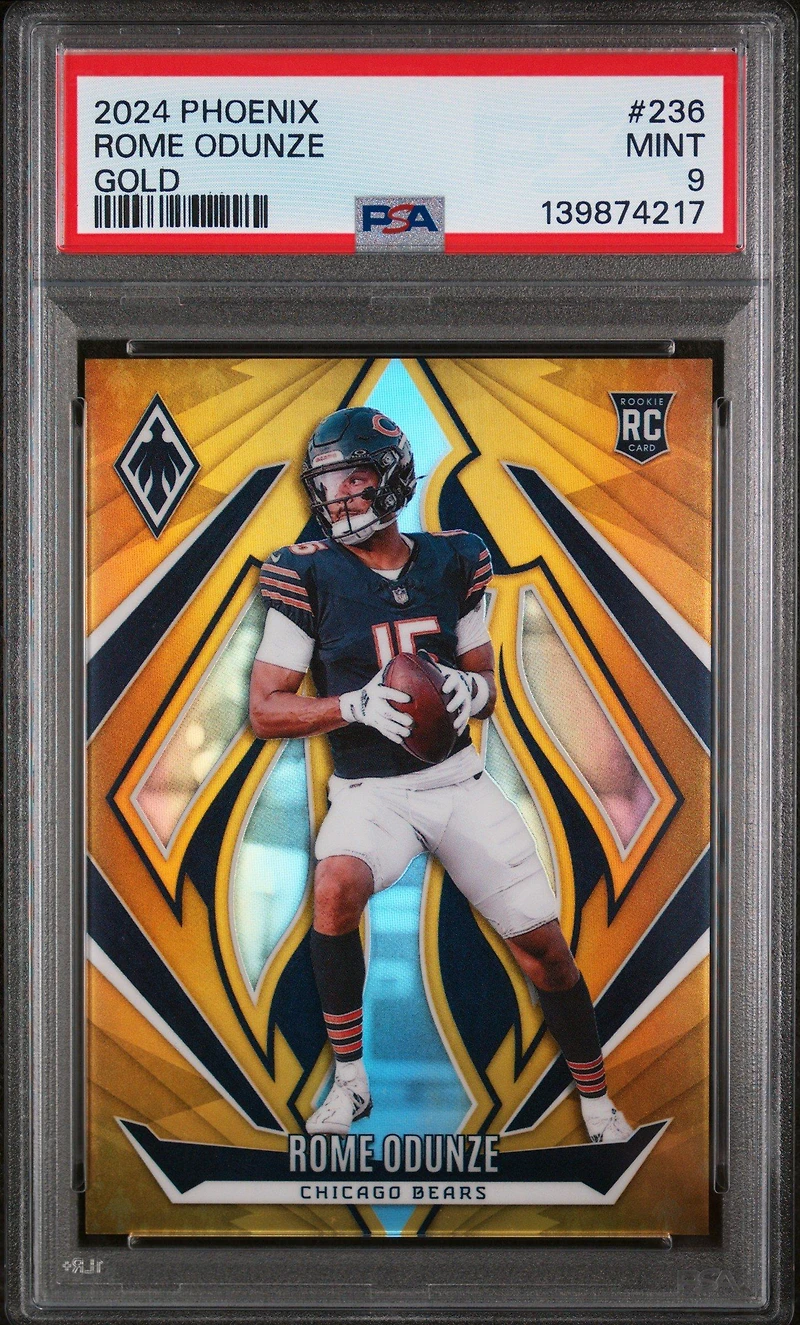 2024 Panini Phoenix 236 Rome Odunze Gold PSA 9