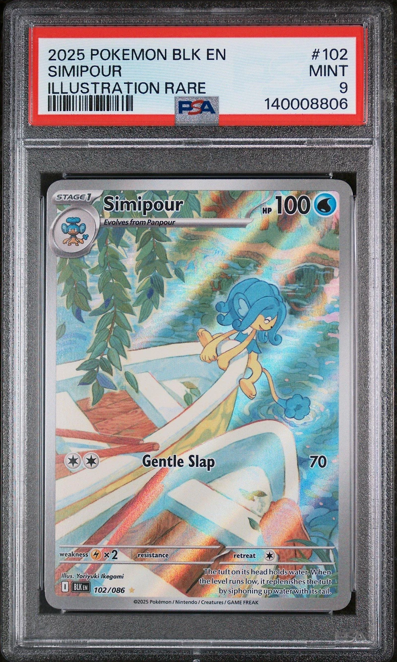 2025 Pokemon Blk En-black Bolt 102 Simipour Illustration Rare PSA 9