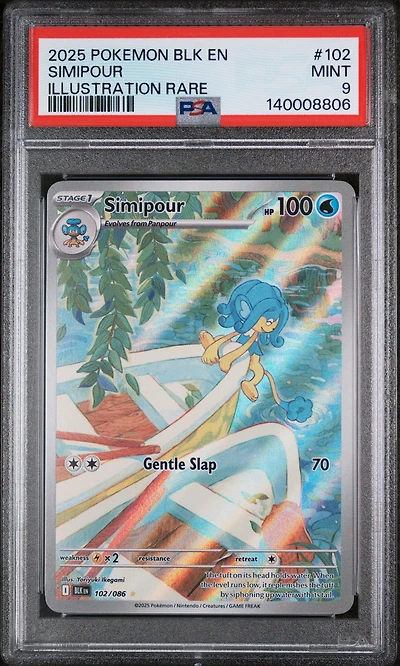 2025 Pokemon Blk En-black Bolt 102 Simipour Illustration Rare PSA 9