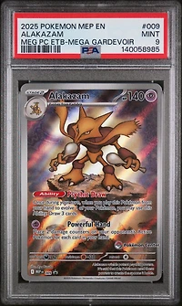 2025 Pokemon Mep En-me Black Star Promo 009 Alakazam Mega Evolution Pokemon Center Elite Trainer Box-mega Gardevoir PSA