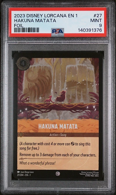 2023 Disney Lorcana En 1-the First Chapter 27 Hakuna Matata Foil PSA 9