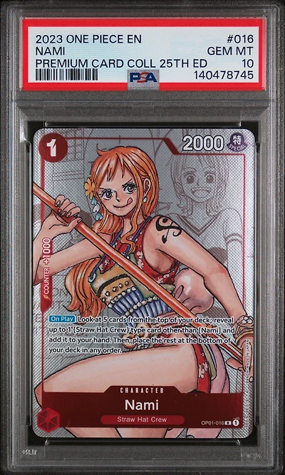 2023 One Piece Premium Bandai Premium Card Collection 25th Edition 016 Nami PSA 10
