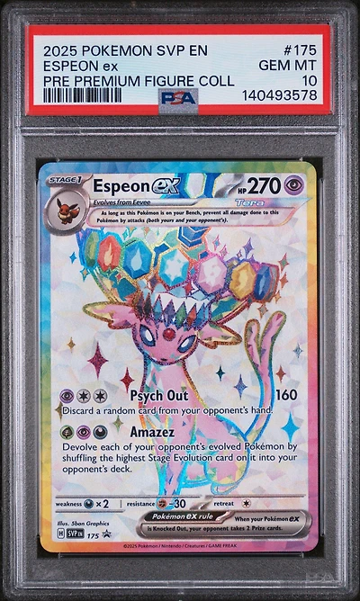 2025 Pokemon Svp En-sv Black Star Promo 175 Espeon Ex Prismatic Evolutions Premium Figure Collection PSA
