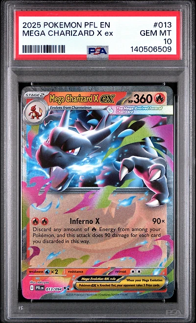 2025 Pokemon Pfl En-phantasmal Flames 013 Mega Charizard X Ex PSA
