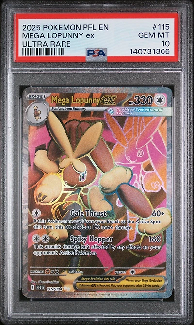 2025 Pokemon Pfl En-phantasmal Flames 115 Mega Lopunny Ex Ultra Rare PSA