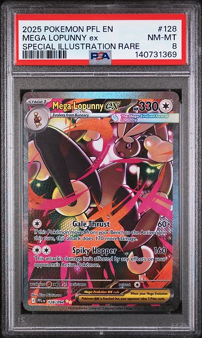 2025 Pokemon Pfl En-phantasmal Flames 128 Mega Lopunny Ex Special Illustration Rare PSA