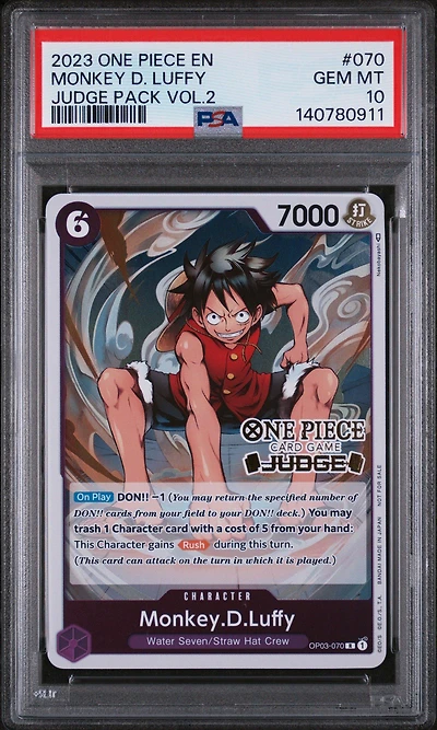 2023 One Piece Judge Pack Volume 2 070 Monkey D. Luffy PSA 10