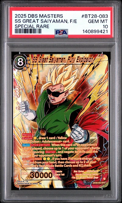 2025 Dragon Ball Super Card Game Masters Series 28 Prismatic Clash Bt28-083 Ss Great Saiyaman, Fury Explosion Special Rare PSA 10