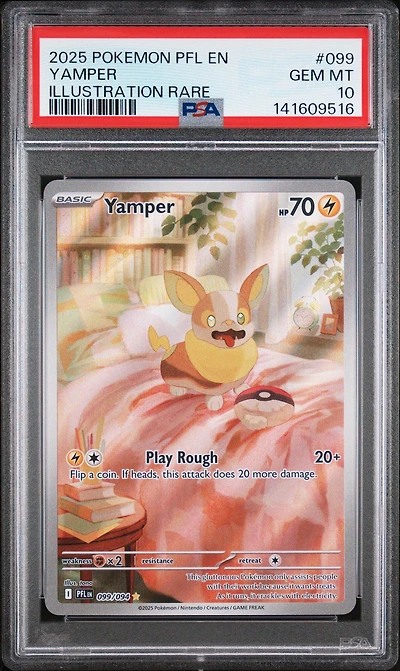 2025 Pokemon Pfl En-phantasmal Flames 099 Yamper Illustration Rare PSA
