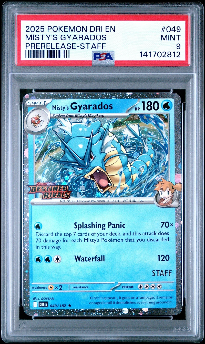 2025 Pokemon Dri En-destined Rivals 049 Misty's Gyarados Prerelease-staff PSA 9