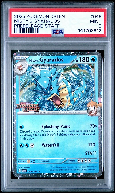 2025 Pokemon Dri En-destined Rivals 049 Misty's Gyarados Prerelease-staff PSA 9