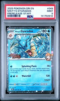 2025 Pokemon Dri En-destined Rivals 049 Misty's Gyarados Prerelease-staff PSA 9