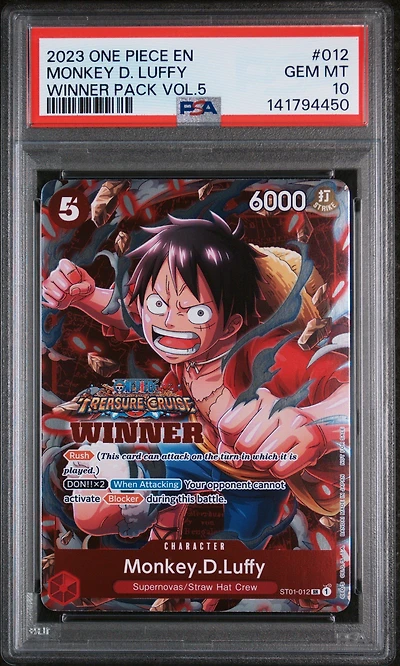 2023 One Piece Promos 012 Monkey D. Luffy Winner Pack Vol.5 PSA 10