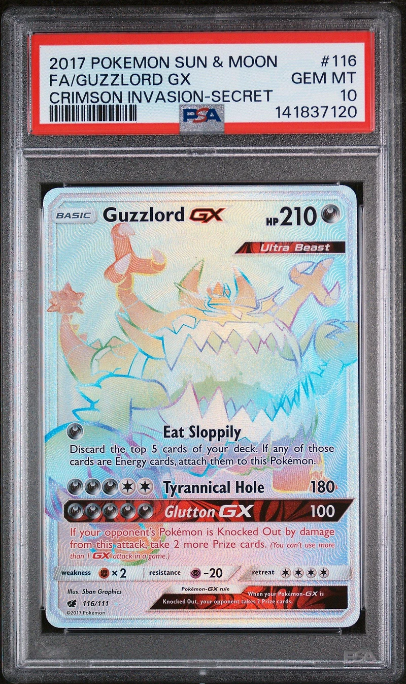 2017 Pokemon Sun & Moon Crimson Invasion 116 Full Art/guzzlord Gx Secret PSA 10