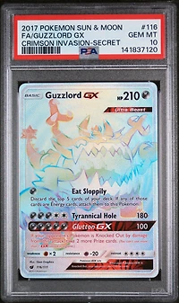2017 Pokemon Sun & Moon Crimson Invasion 116 Full Art/guzzlord Gx Secret PSA 10