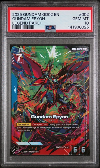 2025 Gundam Dual Impact 002 Gundam Epyon Legend Rare+ PSA 10