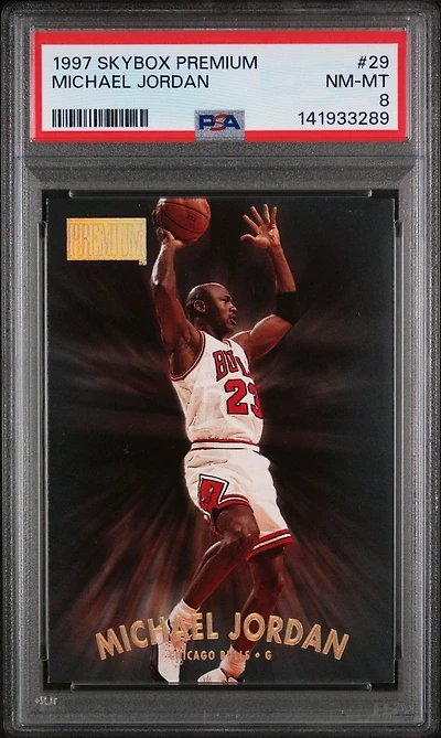 1997 Skybox Premium 29 Michael Jordan PSA 8