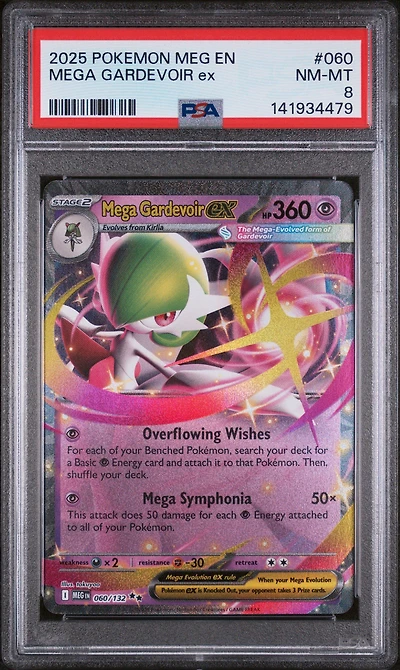 2025 Pokemon Meg En-mega Evolution 060 Mega Gardevoir Ex PSA 8