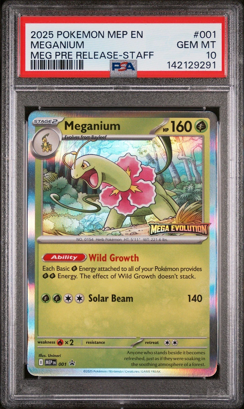 2025 Pokemon Mep En-me Black Star Promo 001 Meganium Mega Evolution Prerelease-staff PSA 10