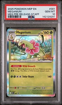 2025 Pokemon Mep En-me Black Star Promo 001 Meganium Mega Evolution Prerelease-staff PSA 10