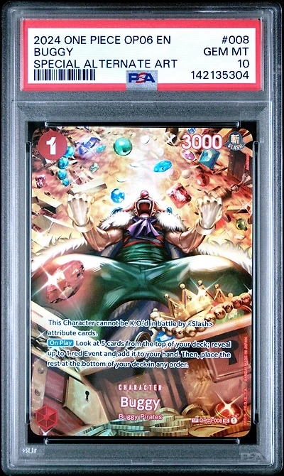 2024 One Piece Op06-wings Of The Captain 008 Buggy Special Alternate Art PSA