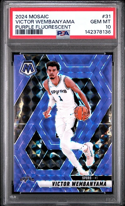 2024 Panini Mosaic 31 Victor Wembanyama Purple Fluorescent PSA 10