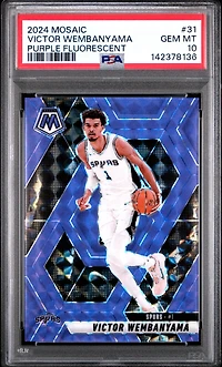 2024 Panini Mosaic 31 Victor Wembanyama Purple Fluorescent PSA 10