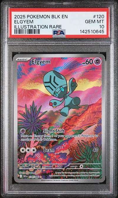 2025 Pokemon Blk En-black Bolt 120 Elgyem Illustration Rare PSA 10