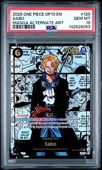 2025 One Piece Op13-carrying On His Will 120 Sabo Manga Alternate Art PSA 10