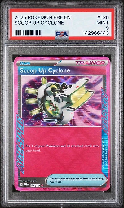 2025 Pokemon Pre En-prismatic Evolutions 128 Scoop Up Cyclone PSA 9