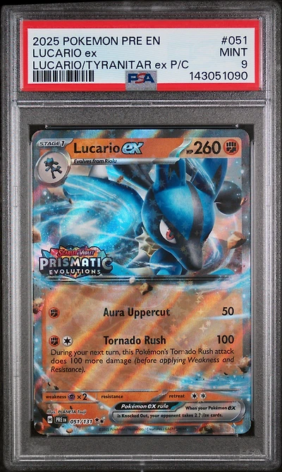 2025 Pokemon Pre En-prismatic Evolutions 051 Lucario Ex Lucario Ex & Tyranitar Ex Premium Collection PSA 9