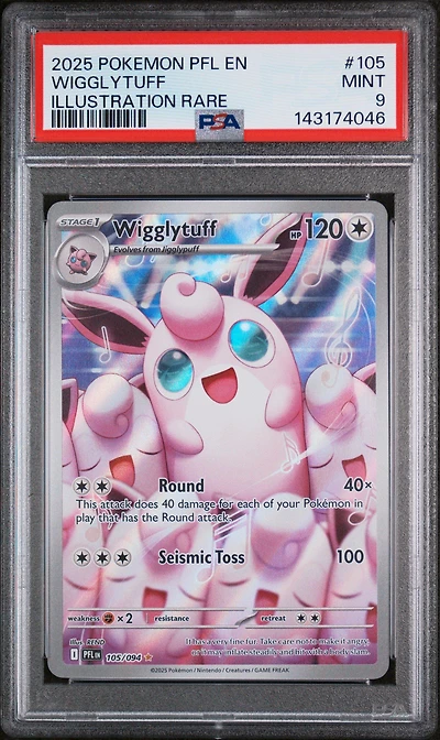 2025 Pokemon Pfl En-phantasmal Flames 105 Wigglytuff Illustration Rare PSA