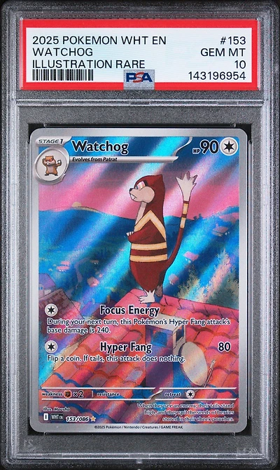 2025 Pokemon Wht En-white Flare 153 Watchog Illustration Rare PSA 10